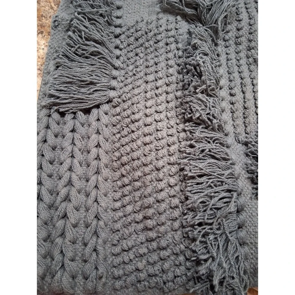 Foreside 2 Heavy Cable Knit Gray Pillow‎ Covers Heavy Cotton Zip Closure 20X20
